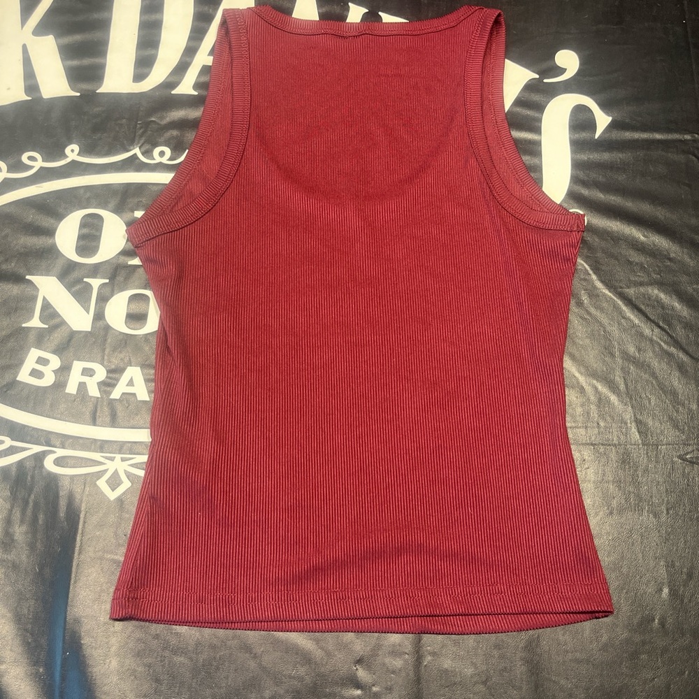Red Ribbed Women's Tank Top - Picture 2 of 4